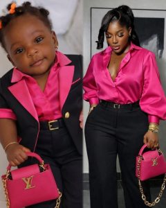 Destiny Etiko Melts Hearts as She Twins with Look-Alike Baby